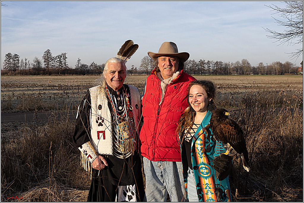Cheyenne-Halbblut Hunting Wolf in der Falknerei Pierre Schmidt; Gymnich, 09.02.2023